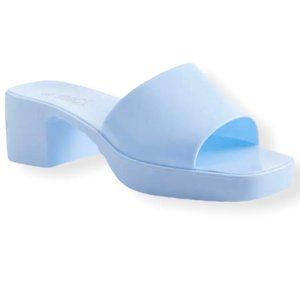 Rouge Helium Jelly Blue Block Heel Square Toe Slide Size 9 Women's Sandals